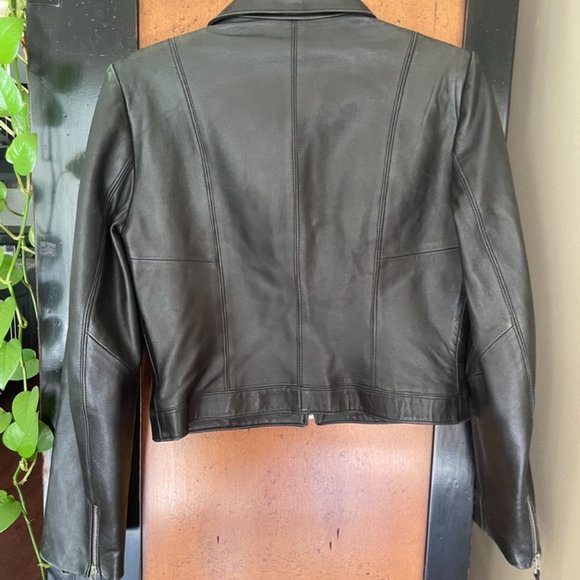 Manigance Paris Black Leather Moto Jacket sz 40 US M - Picture 3 of 5